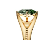 Solitaire Engagement Ring Setting for Fancy Green Oval Center with Milgrain Cathedral Band and Prong Head in Yellow Gold