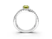 Solitaire Engagement Ring Setting for Fancy Yellow Emerald Cut Center with Wide-Open Split Shank and Prong Head in Platinum