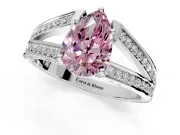 Split Shank Engagement Ring Setting for Fancy Pink Pear-Shaped Center with Pave Split Shank and Prong Head in Platinum