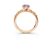 Cluster Engagement Ring Setting for Fancy Pink Cushion Cut Center with Round Cut Accent Band and Prong Head in Rose Gold