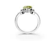 Solitaire Engagement Ring Setting for Fancy Yellow Heart-Shaped Center with Twisted Band and Scroll Prong Head in Platinum