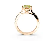 Floral Engagement Ring Setting for Fancy Yellow Cushion Cut Center with Pave Band and Floral Prong Head in Rose Gold