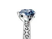 Solitaire Engagement Ring Setting for Fancy Blue Heart-Shaped Center with Scrollwork Band and Prong Head in Platinum