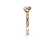 Solitaire Engagement Ring Setting for Heart-Shaped Center with Large Accents and Prong Head in Rose Gold