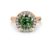 Halo Engagement Ring Setting for Fancy Green Round Cut Center with Square Band and Prong Head in Rose Gold