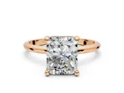 Minimalist Solitaire Engagement Ring Setting for Radiant Cut Center with Thin Band and Prong Head in Rose Gold
