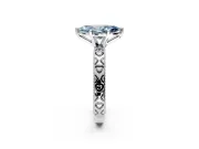 Solitaire Engagement Ring Setting for Fancy Blue Marquise Center with XO Engraved Band and Prong Head in Sterling Silver
