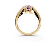 Tension Engagement Ring Setting for Fancy Pink Oval Center with Wide Tapered Band and Tension Head in Yellow Gold