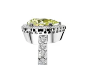 Halo Engagement Ring Setting for Fancy Yellow Pear-Shaped Center with Inner Milgrain Border and Prong Head in Platinum