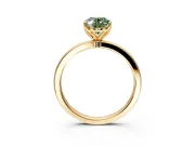 Solitaire Engagement Ring Setting for Fancy Green Oval Center with Thin Rounded Plain Band and Prong Head in Yellow Gold
