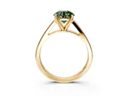 Solitaire Engagement Ring Setting for Fancy Green Round Cut Center with Tapered Split Shoulders and Prong Head in Yellow Gold