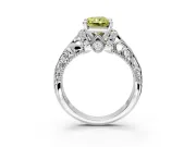Solitaire Engagement Ring Setting for Fancy Yellow Radiant Cut Center with Filigree Accent Basket and Prong Head in Platinum