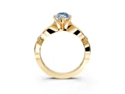 Solitaire Engagement Ring Setting for Fancy Blue Marquise Center with Carved Leaf Shoulders and Prong Head in Yellow Gold
