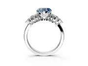 Cluster Engagement Ring Setting for Fancy Blue Heart-Shaped Center with 2-Row Shoulder Clusters and Prong Head in Platinum