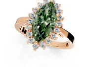 Starburst Halo Engagement Ring Setting for Fancy Green Marquise Center with Flat Cathedral Band and Prong Head in Rose Gold