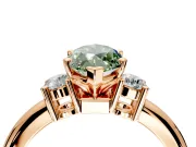 3 Stone Engagement Ring Setting for Fancy Green Marquise Center with Wide Plain Band and Prong Head in Rose Gold