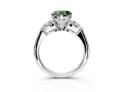 3 Stone Engagement Ring Setting for Fancy Green Heart-Shaped Center with Large Pear-Shaped Accents and Prong Head in White Gold