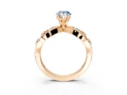Solitaire Engagement Ring Setting for Fancy Blue Pear-Shaped Center with Criss-Cross Accent Band and Prong Head in Rose Gold