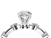 Solitaire Engagement Ring Setting for Pear-Shaped Center with Bezel Station Band and Prong Head in Platinum