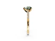 Solitaire Engagement Ring Setting for Fancy Green Heart-Shaped Center with Channel Accents and Prong Head in Yellow Gold