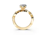 Solitaire Engagement Ring Setting for Heart-Shaped Center with Bar-Station Pave Twist and Prong Head in Yellow Gold