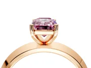 Solitaire Engagement Ring Setting for Fancy Pink Emerald Cut Center with Wide Knife Ridge Band and Prong Head in Rose Gold
