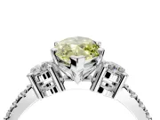 3 Stone Engagement Ring Setting for Fancy Yellow Marquise Center with Round Cut Side Accents and Prong Head in Sterling Silver