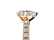 Solitaire Engagement Ring Setting for Pear-Shaped Center with Single Row Accent Band and Prong Head in Rose Gold