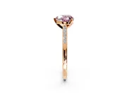 Solitaire Engagement Ring Setting for Fancy Pink Heart-Shaped Center with Channel Accents and Prong Head in Rose Gold