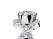 Halo Engagement Ring Setting for Pear-Shaped Center with Pave Infinity Twist Band and Prong Head in Sterling Silver