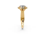 Halo Engagement Ring Setting for Round Cut Center with Square Band and Prong Head in Yellow Gold