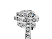 Halo Engagement Ring Setting for Heart-Shaped Center with Metal-Rimmed Halo, Pave Band and Prong Head in Sterling Silver