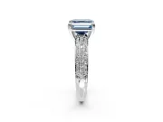 Solitaire Engagement Ring Setting for Fancy Blue Asscher Cut Center with Multi-Row Pave Accents and Basket Head in Platinum