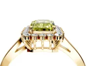 Starburst Halo Engagement Ring Setting for Fancy Yellow Emerald Cut Center with Flat Cathedral Band and Prong Head in Yellow Gold