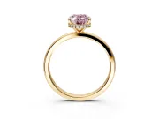 Hidden Halo Engagement Ring Setting for Fancy Pink Oval Center with Plain Band and Tall Prong Head in Yellow Gold