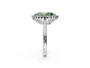 Starburst Halo Engagement Ring Setting for Fancy Green Marquise Center with Thin Round-Wire Band and Prong Head in White Gold