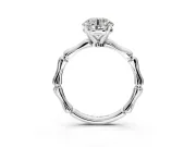 Solitaire Engagement Ring Setting for Round Cut Center with Bamboo Band and Prong Head in White Gold