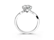 Solitaire Engagement Ring Setting for Cushion Cut Center with Plain Split Shank and Prong Head in Platinum