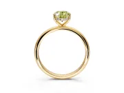 Hidden Halo Engagement Ring Setting for Fancy Yellow Oval Center with Thin Round-Wire Band and Prong Head in Yellow Gold