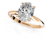 Solitaire Engagement Ring Setting for Oval Center with Knife Ridge Band and Claw Prong Head in Rose Gold