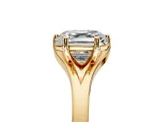 Solitaire Engagement Ring Setting for Asscher Cut Center with Plain Split Shank and Prong Head in Yellow Gold