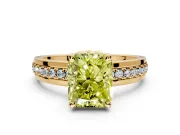 Solitaire Engagement Ring Setting for Fancy Yellow Radiant Cut Center with Raised Channel Band and Prong Head in Yellow Gold