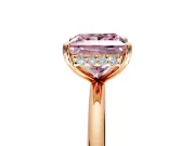 Solitaire Engagement Ring Setting for Fancy Pink Princess Cut Center with Plain Band, Open Basket and Prong Head in Rose Gold