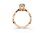 Solitaire Engagement Ring Setting for Fancy Green Pear-Shaped Center with Accented Twist Band and Leaf Prong Head in Rose Gold