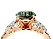Leaf Cluster Engagement Ring Setting for Fancy Green Round Cut Center with Marquise Accents and Prong Head in Rose Gold