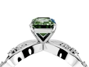 Solitaire Engagement Ring Setting for Fancy Green Emerald Cut Center with Criss-Cross Accent Band and Prong Head in Platinum