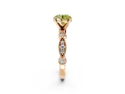 Solitaire Engagement Ring Setting for Fancy Yellow Round Cut Center with Milgrain Bezel Accents and Prong Head in Rose Gold