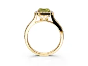 Halo Engagement Ring Setting for Fancy Yellow Asscher Cut Center with Pave Accents, Heart Basket and Prong Head in Yellow Gold
