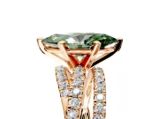 Solitaire Engagement Ring Setting for Fancy Green Marquise Center with Woven 3-Strand Pave Band and Prong Head in Rose Gold