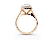 Halo Engagement Ring Setting for Princess Cut Center with Square Band and Prong Head in Rose Gold